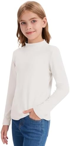 QBK Girls' Mock Turtleneck Basic Long Sleeve Shirt Casual Tee Tops For Toddler Kids (2t-12Years)