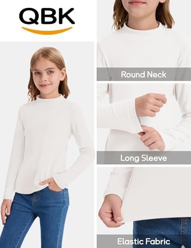 QBK Girls' Mock Turtleneck Basic Long Sleeve Shirt Casual Tee Tops For Toddler Kids (2t-12Years)