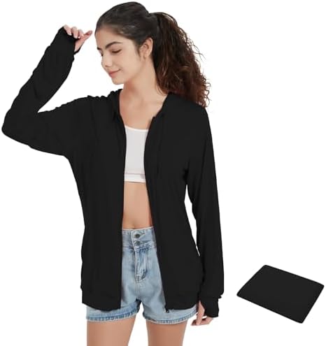 QBK Light Weight Zip Up Hoodie Thin Summer Jacket For Women