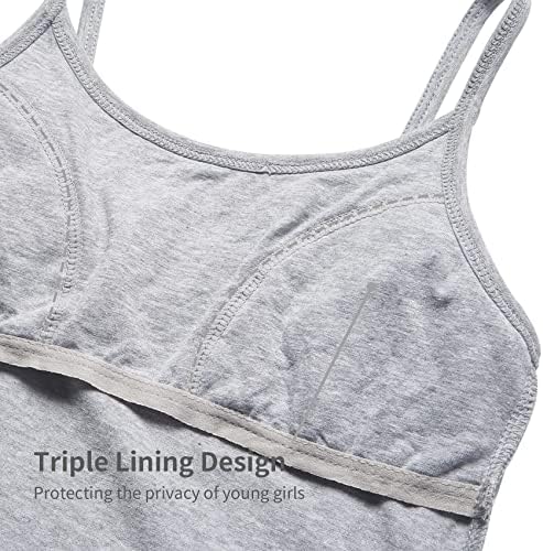 QBK Training Bras For Teens Girls From 6 7 8 9 10 12 Years Old Camisoles Bralette Bras With Shelf Bra (2/3/4Pack)