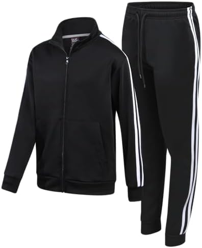 Quad Seven Boys Tracksuit Set - 2 Piece Athletic Tricot Zip Up Boys Sweatshirts and Jogger Pants Outfit (Sizes 4-18)