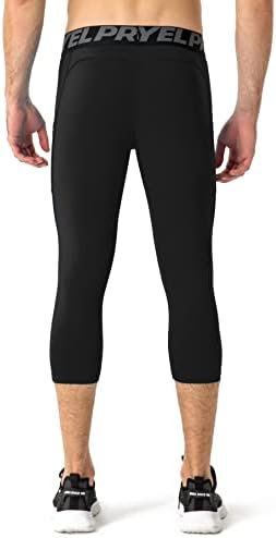 Queerier Men’s 3/4 Compression Pants Tights Leggings Sports Athletic Base Layer Running Workout Active Capris