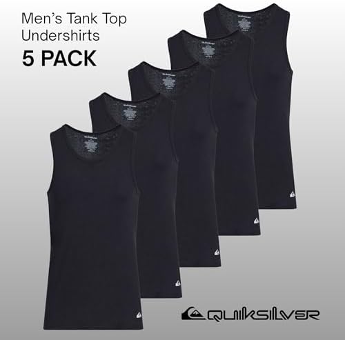 Quiksilver Undershirt Tank Tops For Men - 5 Pack Lightweight Ribbed Tanktops