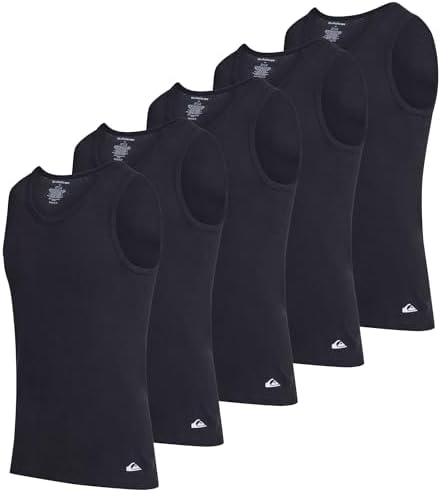 Quiksilver Undershirt Tank Tops for Men - 5 Pack Lightweight Ribbed Tanktops