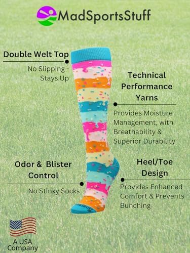 Rainbow Sprinkle Over The Calf Sports Socks – Fun & Colorful Athletic Socks For Girls Boys Women & Youth