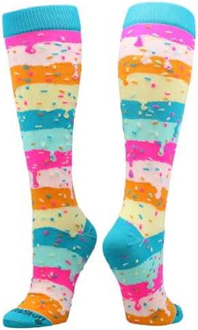 Rainbow Sprinkle Over the Calf Sports Socks – Fun & Colorful Athletic Socks for Girls Boys Women & Youth