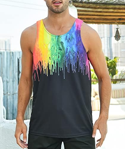 RAISEVERN Men's Tank Tops Summer Sleeveless Tee Cool Workout T-Shirts Beach Athletic Undershirts