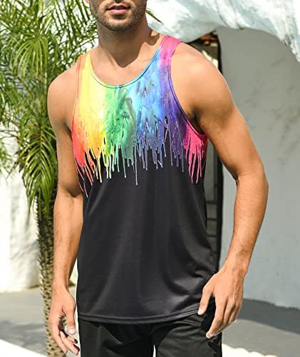 RAISEVERN Men's Tank Tops Summer Sleeveless Tee Cool Workout T-Shirts Beach Athletic Undershirts