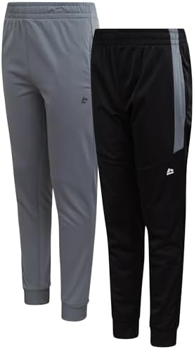 RBX Boys Sweatpants - 2 Pack Stretch Performance Tricot Activewear Boys Joggers Athletic Pants with Side Pockets (Size: 4-20)