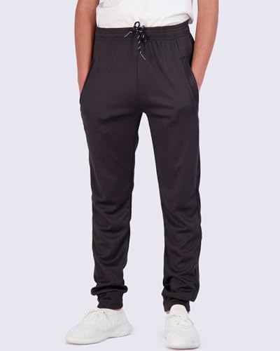 Real Essentials 3 Pack: Boy's Mesh Jogger Sweatpants - Youth Kids Baseball Football Athletic Pants With Pockets