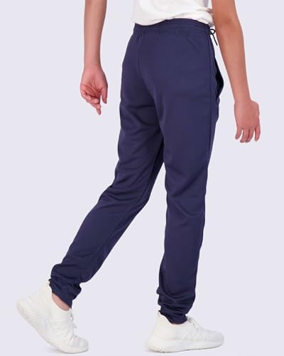 Real Essentials 3 Pack: Boy's Mesh Jogger Sweatpants - Youth Kids Baseball Football Athletic Pants With Pockets