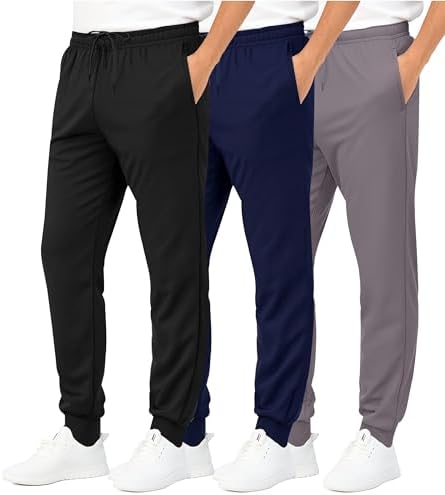 Real Essentials 3 Pack: Boys Joggers with Pockets – Boys Sweatpants Athletic Jogger Pants for Kids (Sizes 4–18)