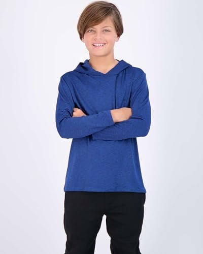 Real Essentials 3 Pack: Dry-Fit Youth Boys Teen Active Long Sleeve Hoodie Sweatshirts - Hooded Pullover Shirts
