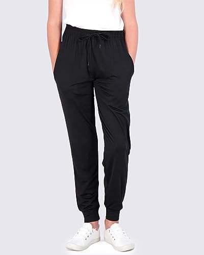 Real Essentials 3 Pack: Girls' Dry-Fit Jogger Sweatpants Soft Active Athletic Kids Joggers With Pockets & Drawstring