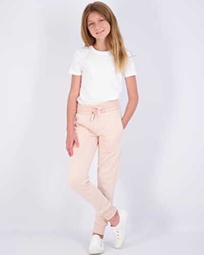 Real Essentials 3 Pack: Girls' Fleece Joggers Soft Active Performance Casual Sweatpants(Ages 7-16)