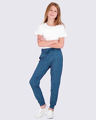 Real Essentials 3 Pack: Girls' Lounge Joggers Soft Athletic Performance Casual Sweatpants(Ages 7-16)