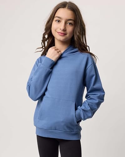 Real Essentials 3 Pack: Girls' Soft Brushed Fleece Pullover Hoodie Sweatshirt With Kangaroo Pocket (Ages 4-16)