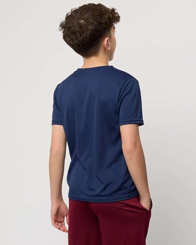 Real Essentials 5 Pack: Boy's Active Athletic Short Sleeve Performance Shirt Cooling Wicking T Shirts Activewear 6-18 Years