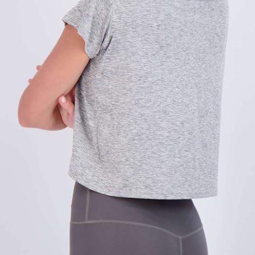 Real Essentials 5 Pack: Women's Dry Fit Crop Top - Short Sleeve Crew Neck Stretch Athletic Tee (Available In Plus Size)