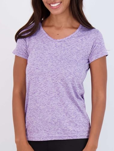 Real Essentials 5 Pack: Women's Dry Fit Short Sleeve V Neck Workout Top - Fitness Gym Athletic Yoga T-Shirt (Plus Available)