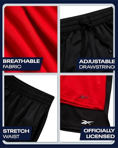 Reebok Boys Basketball Shorts 2 Pack – Mesh Athletic Shorts For Boys Gym Shorts For Basketball Running And Everyday Play