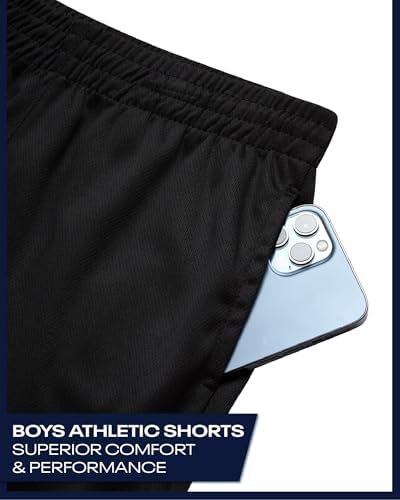 Reebok Boys Basketball Shorts - Lightweight Boys Shorts With Pockets & Drawstring - Close Hole Mesh Athletic Shorts For Kids