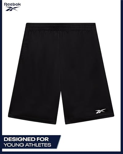 Reebok Boys Basketball Shorts - Lightweight Boys Shorts With Pockets & Drawstring - Close Hole Mesh Athletic Shorts For Kids