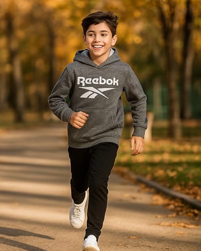 Reebok Boys Sweatshirts - Performance Fleece Pullover Hoodies For Boys - Cozy Graphic Hoodies For Gym And Daily Wear