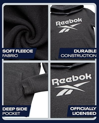 Reebok Boys Sweatshirts - Performance Fleece Pullover Hoodies For Boys - Cozy Graphic Hoodies For Gym And Daily Wear