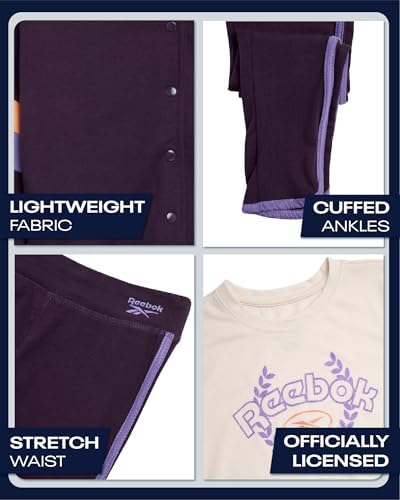 Reebok Girls Sweat Suit Set - 3 Piece Matching Set With Short Sleeve Graphic Tee Sweatpants And Hoodies For Teen Girls