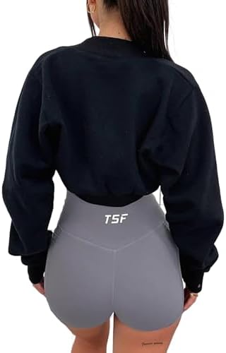 Remidoo Women's Bolero Shrug Sweatshirt Open Front Long Sleeve Crop Top With Thumb Hole