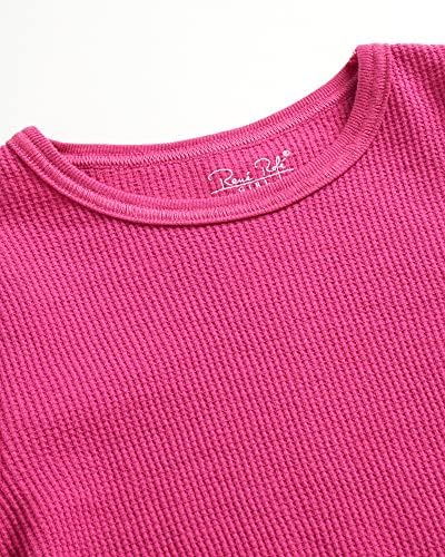 Rene Rofe Girls' Thermal Underwear Set - 2 Piece Waffle Knit Top And Long Johns (2T-16)