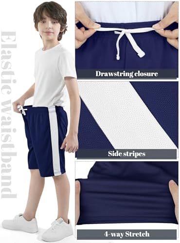 Resinta 4 Pack Boys Shorts Boys Athletic Basketball Shorts Kids Mesh Quick Dry Active Sports Gym Soccer Shorts For Summer