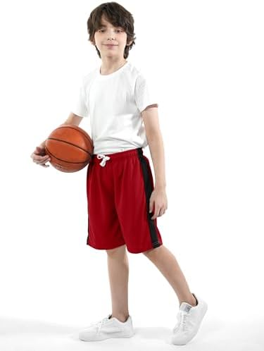 Resinta 4 Pack Boys Shorts Boys Athletic Basketball Shorts Kids Mesh Quick Dry Active Sports Gym Soccer Shorts For Summer