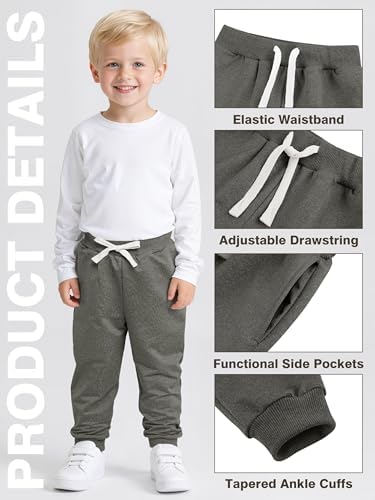 Resinta 4 Pack Toddler Boys Sweatpants Kids Pull On Casual Pants Athletic Joggers With Drawstring Pockets For Boys