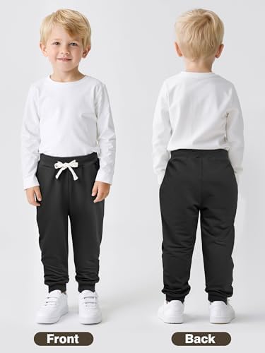 Resinta 4 Pack Toddler Boys Sweatpants Kids Pull On Casual Pants Athletic Joggers With Drawstring Pockets For Boys
