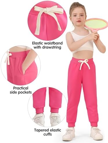 Resinta 4 Pack Toddler Girls Sweatpants Girls Athletic Jogger Pants With Drawstring Pockets Kids Casual Pull On Pants