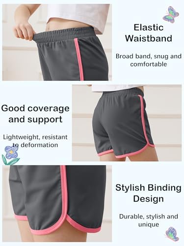 Resinta 4 Pack Youth Girls Athletic Shorts Quick Dry Active Shorts Big Girl Summer Sports Shorts For Running Dance Yoga
