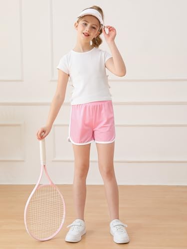 Resinta 5 Packs Girls Athletic Shorts Toddler Soccer Sports Shorts Kids Quick Dry Gym Running Short