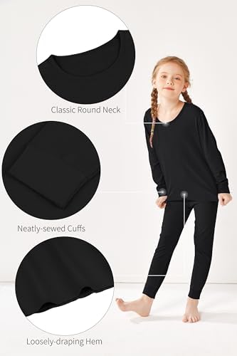 Resinta Girls Cotton Thermal Underwear Set Toddler Long Johns Kids Winter Base Layer Top & Bottom