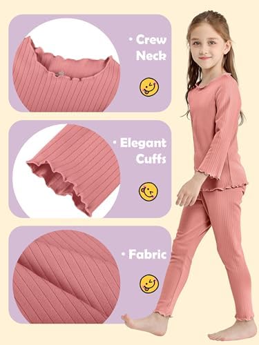 Resinta Toddler Girls Thermal Underwear Set - 3 Pack Long Johns Base Layer Top & Bottom For Winter