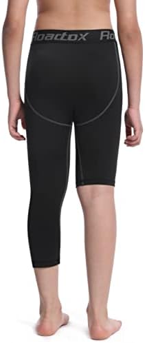 Roadbox Boys One Leg Compression Pants 2Pack 3/4 Athletic Basketball Leggings Youth Sports Baselayer Tights