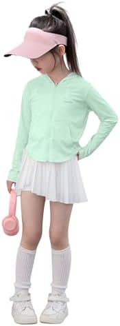 Rolanko Girls Lightweight Sun Protection Jacket UPF50+ Zip Up Athletic Hoodie Tops For Kids Fishing Hiking Outdoor
