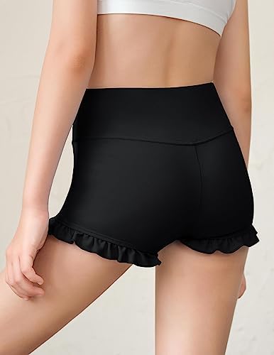 RRHSS Girls Athletic High Waisted Ruffle Shorts - Comfy Yoga Dance Workout Gymnastics