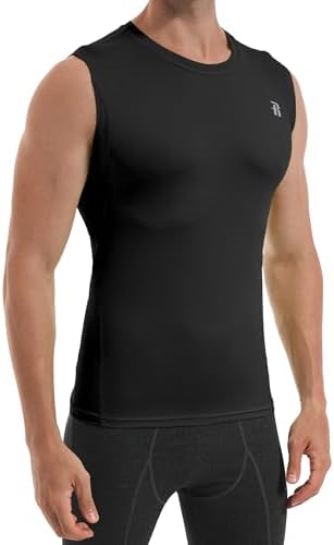 Runhit 2 Pack Men's Compression Shirts Sleeveless Workout Athletic Tank Top Sports Base Layer Undershirt
