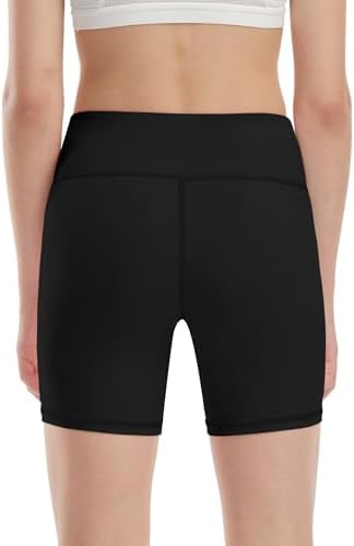 Runhit Girls Volleyball Shorts 5" Youth Spandex Biker Shorts Kids V Cross Waist Compression Dance Athletic Shorts