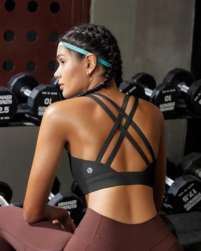 RUNNING GIRL High Impact Sports Bras For Women - Scoop Neck Strappy Sports Bra High Support Moulded Cup Workout Bra