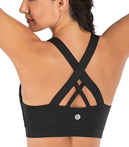 RUNNING GIRL Sports Bra for Women Criss-Cross Back Padded Strappy Sports Bras Medium Support Yoga Bra with Removable Cups