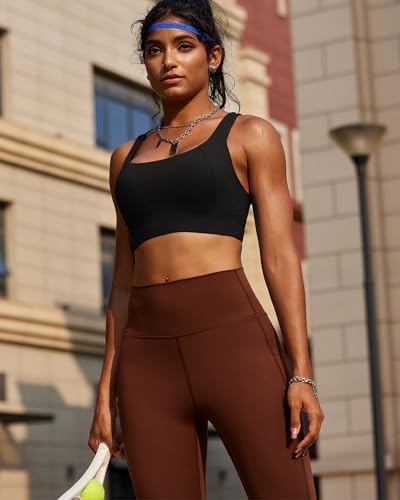 RUNNING GIRL Sports Bras For Women High Support Racerback High Impact Grey Sports Bra Moulded Cup Workout Bra Push Up