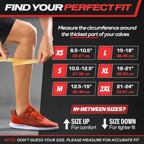 Rymora Calf Compression Sleeves Men Women - Leg Compression Sleeve Footless Socks - Shin Splint Relief Fitness Running